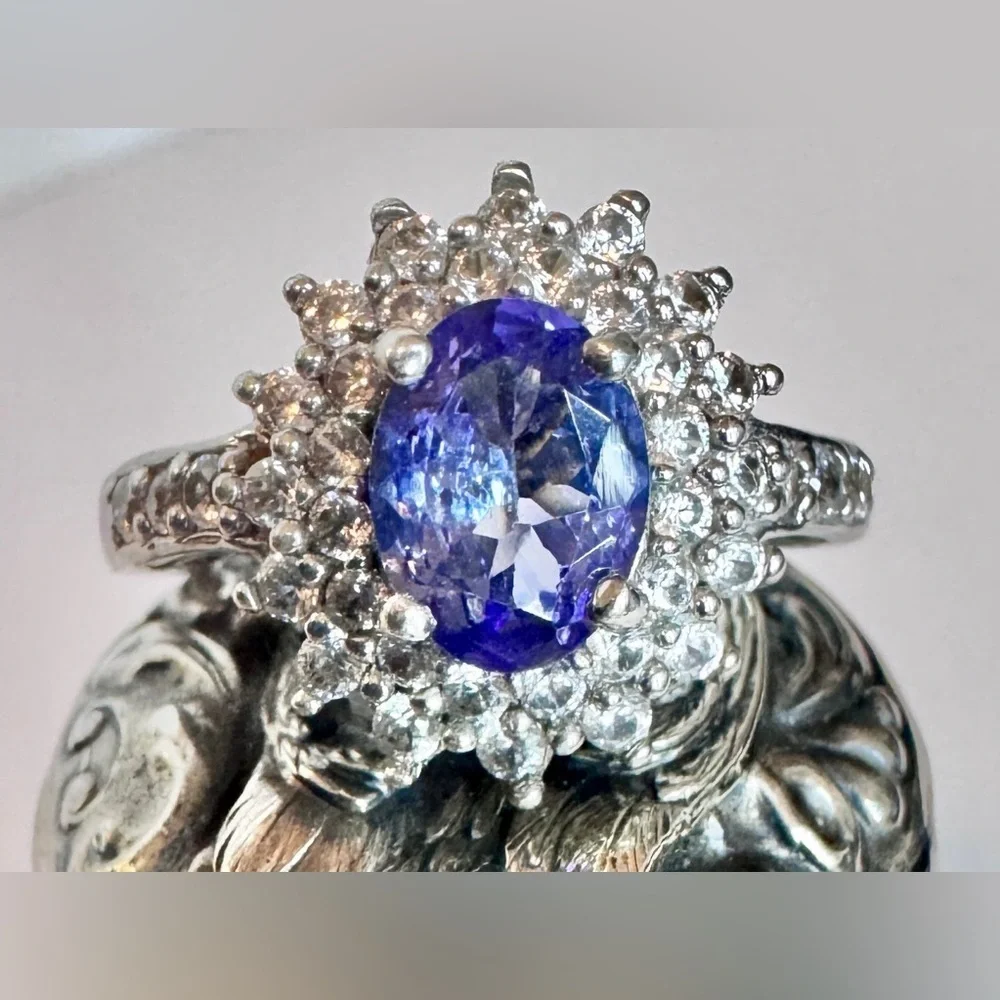 Tanzanite & Moissanite Sterling Silver Ring (7)